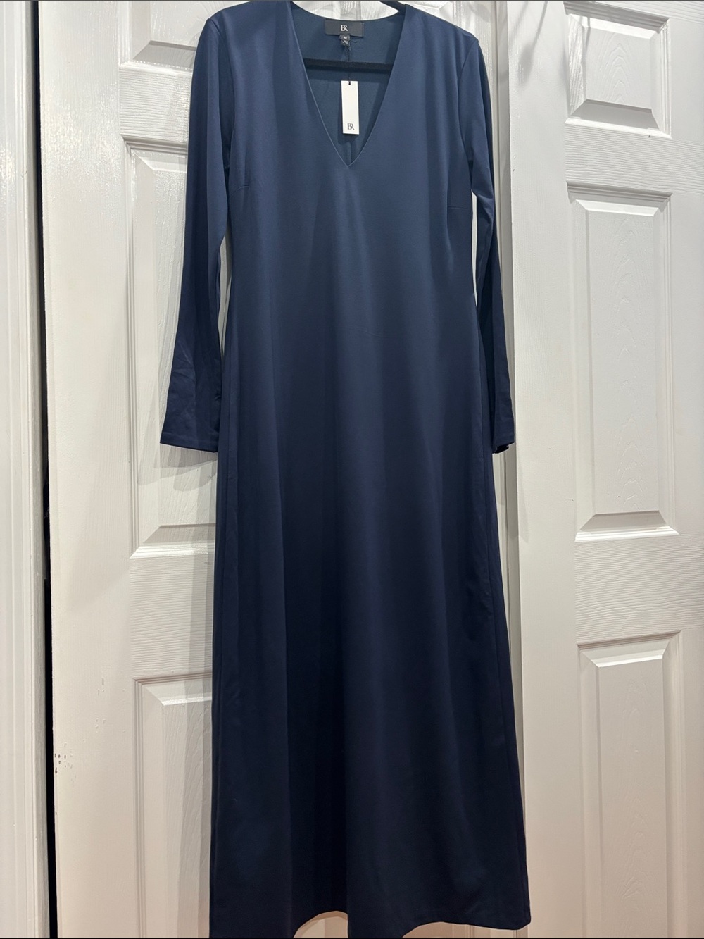 Banana Republic Navy low V-Neck Long Sleeve Maxi Dress